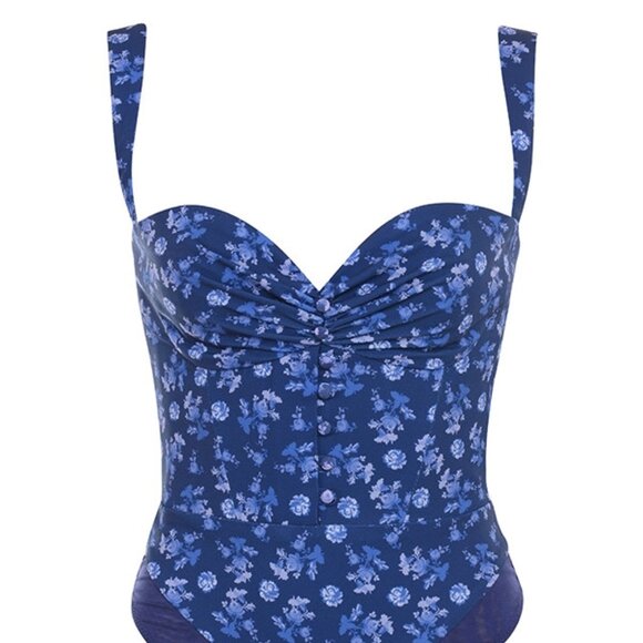 HOUSE OF CB “Savia” Floral Corset Bodysuit in sapphire blue Small  New With Tags - Picture 17 of 17